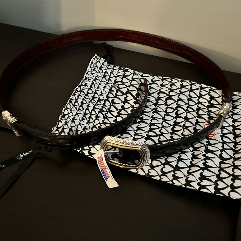 Brighton Black Leather Belt with Silver Buckle